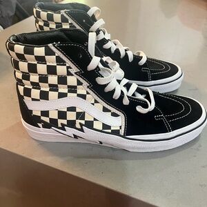 Vans Black and White Checkerboard Sk8 Hi Bolt High-Top Sneakers
